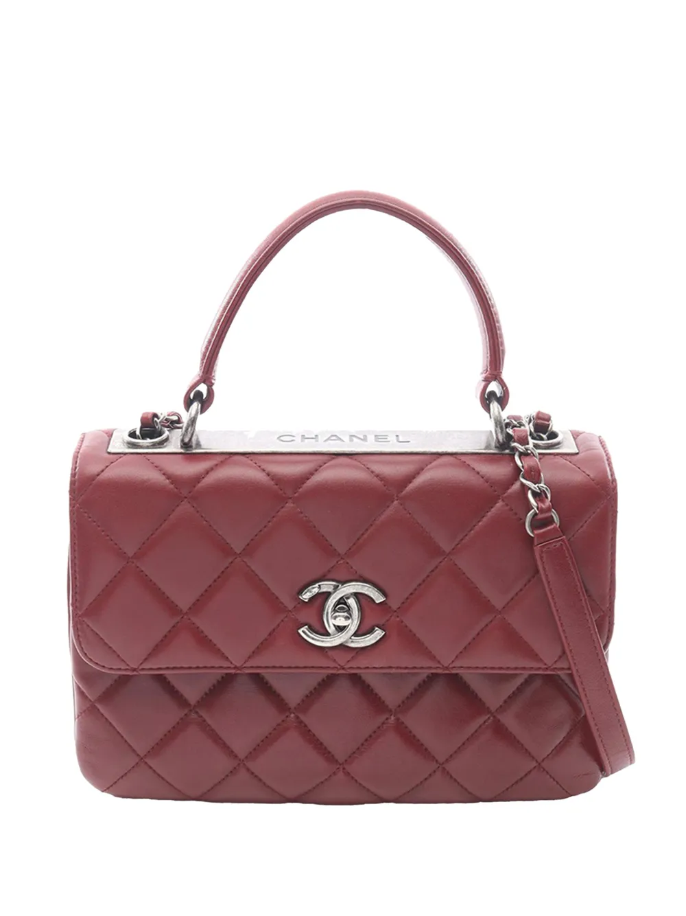 CHANEL Pre-Owned 2015-2016 Small Quilted Lambskin Trendy CC Top Handle Flap satchel - Rosso