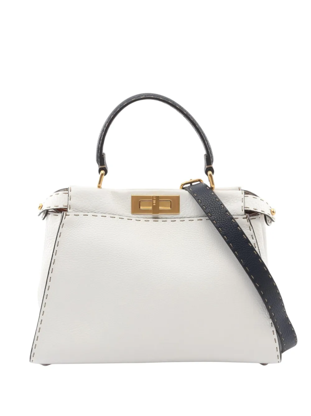 Fendi Pre-Owned 2010-2026 Medium Leather Selleria Peekaboo Iconic satchel - Bianco
