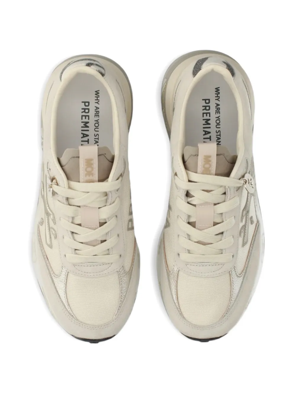 Premiata Moerund 8080 panelled logo-patch sneakers Beige