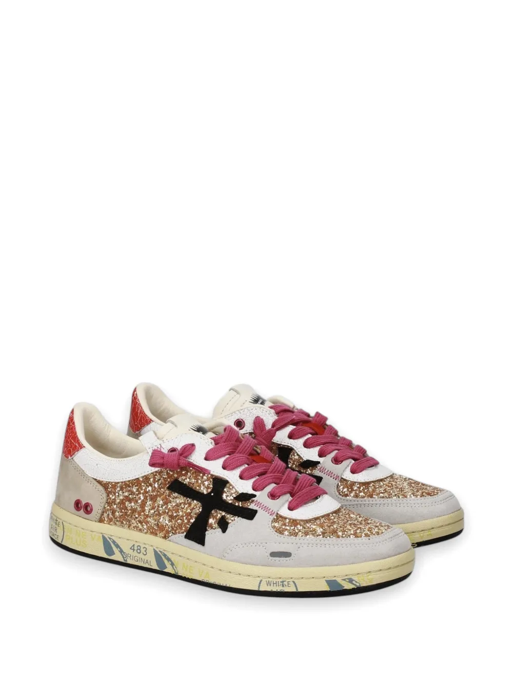 Premiata Bskt Clayd 8166 glitter-detail panelled sneakers Goud