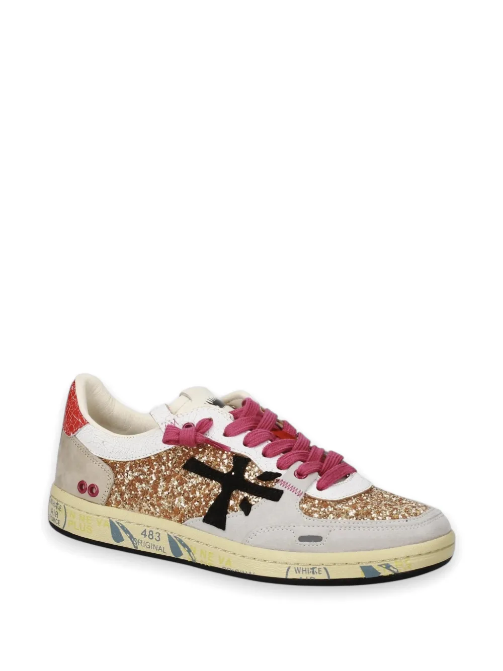 Premiata Bskt Clayd 8166 glitter-detail panelled sneakers Goud