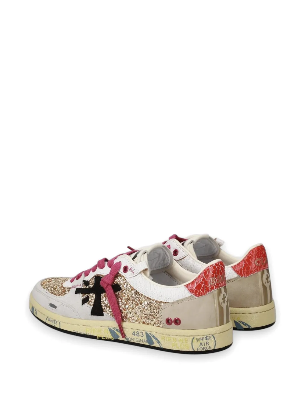 Premiata Bskt Clayd 8166 glitter-detail panelled sneakers Goud