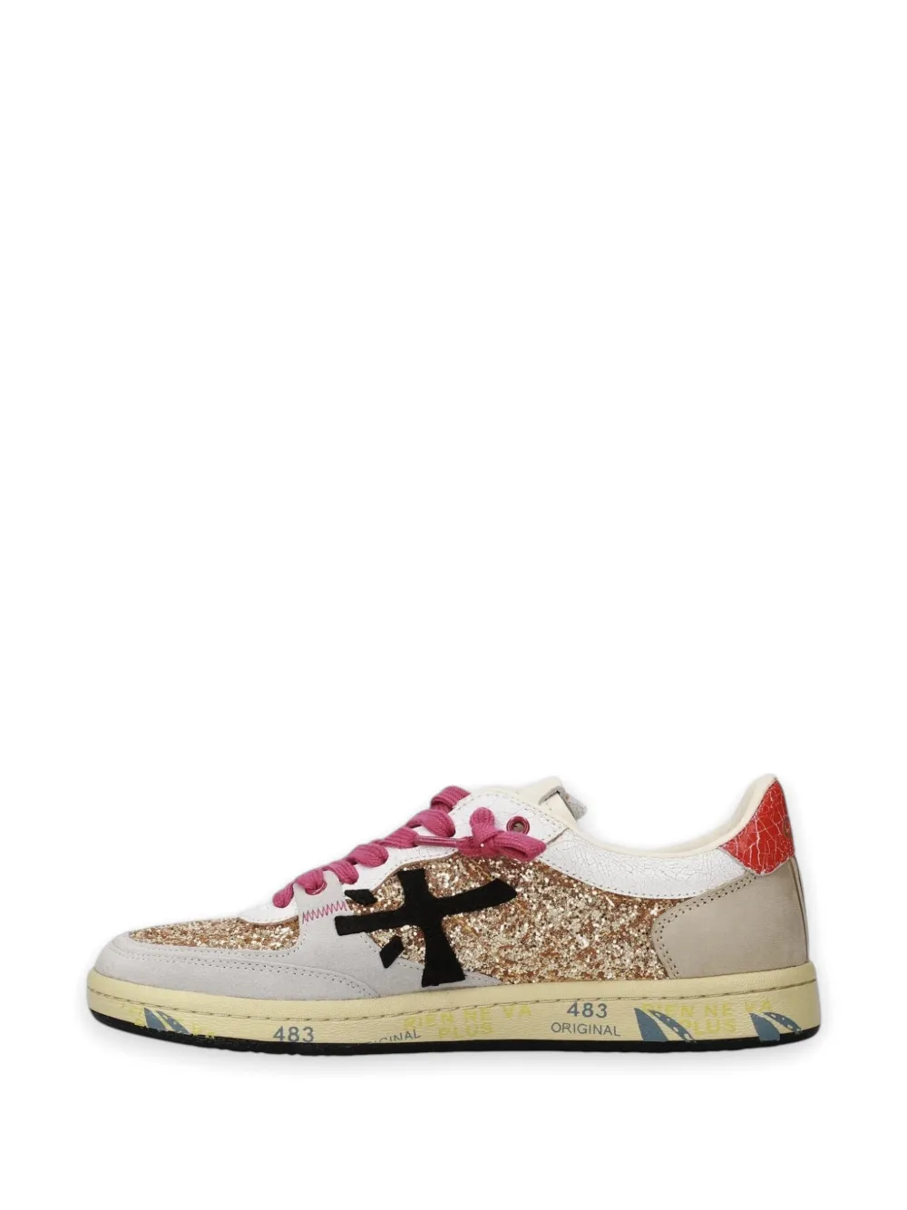 Premiata Bskt Clayd 8166 glitter-detail panelled sneakers Goud