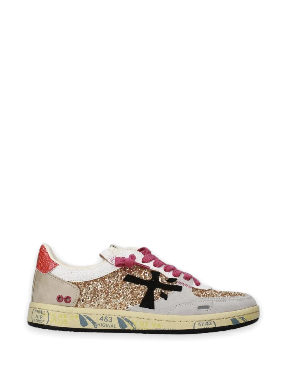 Premiata Bskt Clayd 8166 glitter-detail panelled sneakers - Gold