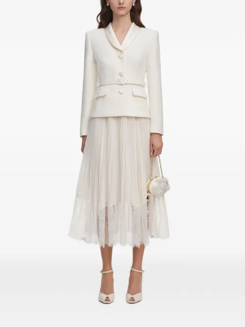 Self-Portrait cream bouclé shawl collared midi dress