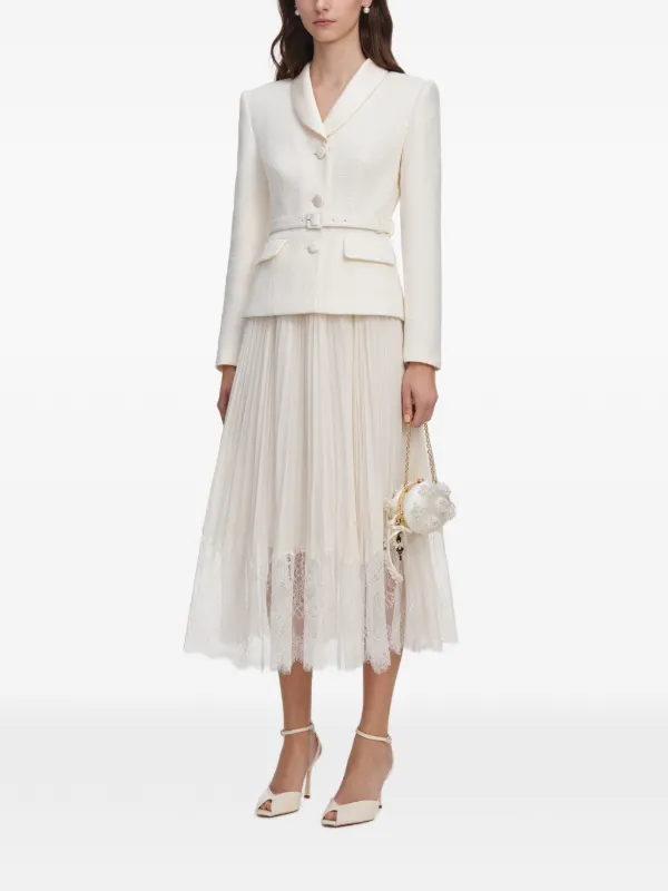Self-Portrait Bouclé Midi Dress - Ivory