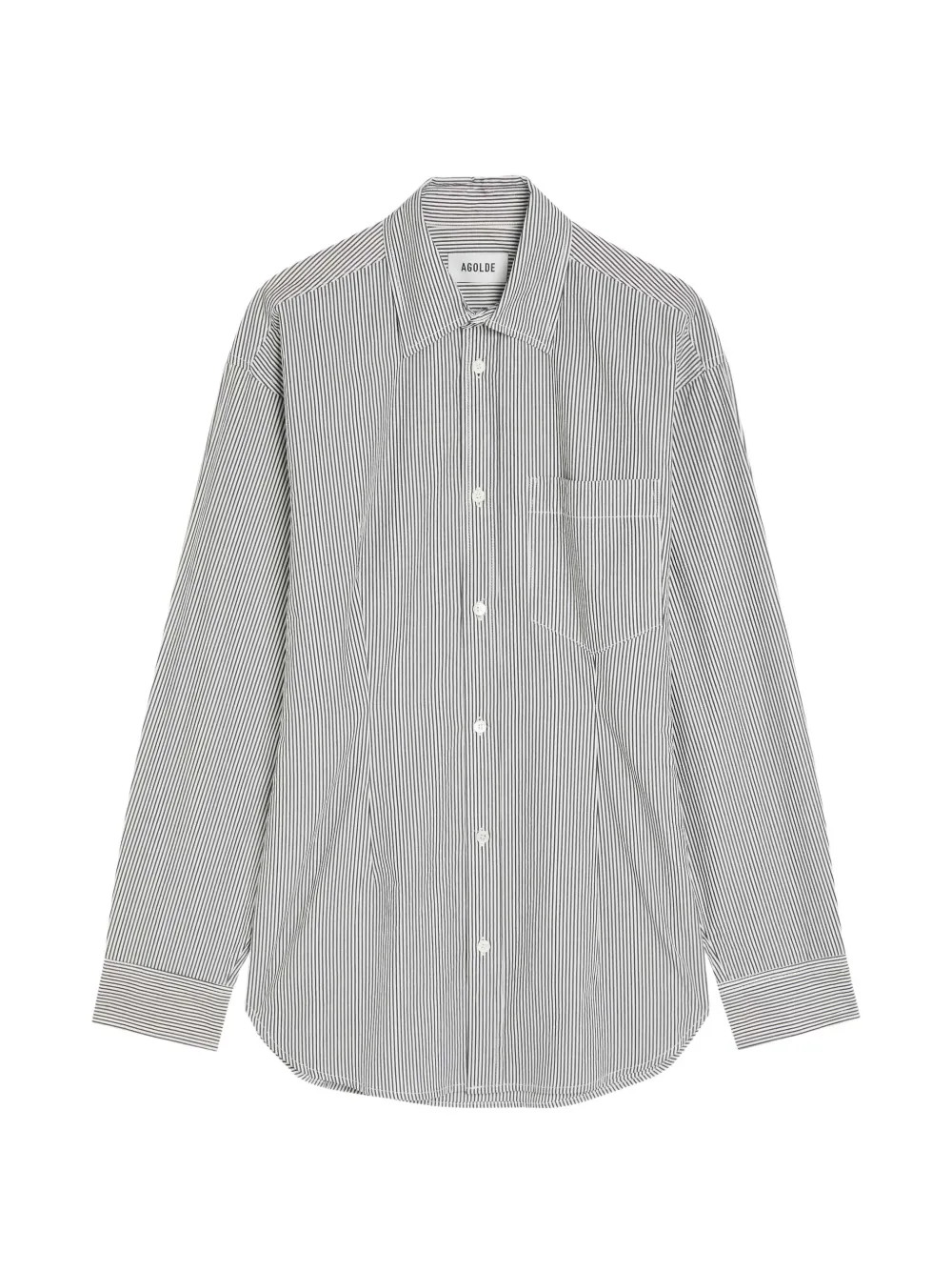 AGOLDE Cinched stripe-pattern long-sleeve cotton shirt - White