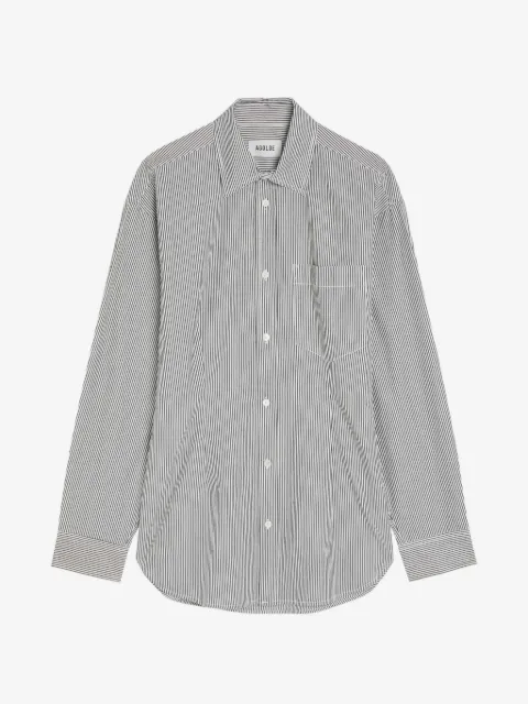 AGOLDE Cinched stripe-pattern long-sleeve cotton shirt