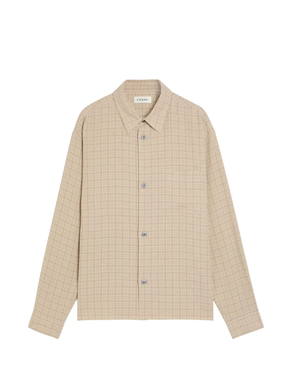 FRAME plaid-check button-down linen-blend shirt - Neutrals