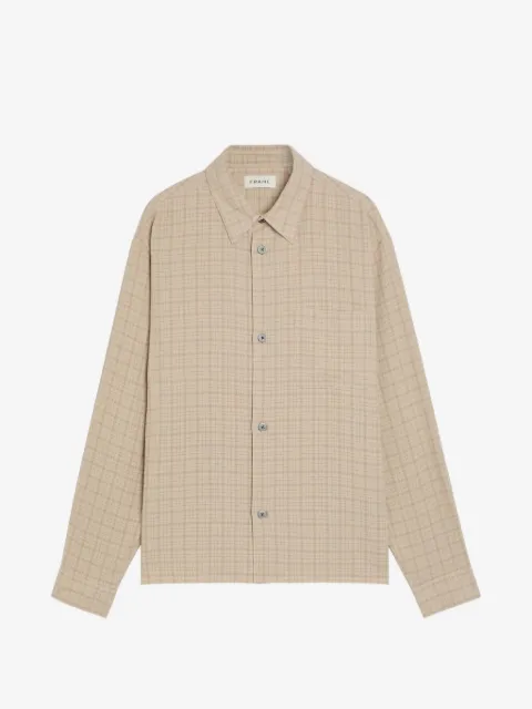 FRAME plaid-check button-down linen-blend shirt 