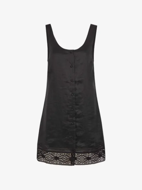 FRAME The Heirloom lace-trim sleeveless button-up ramie mini dress