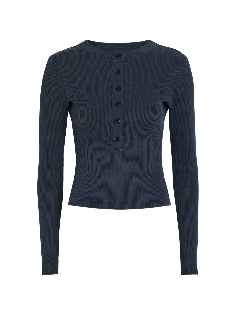 Citizens of Humanity Varra ribbed-knit henley T-shirt - Blu