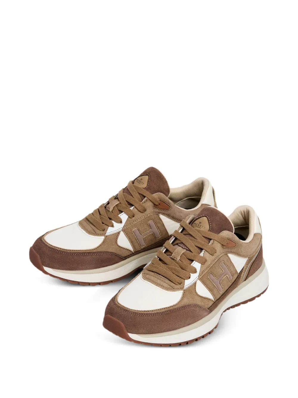 Hackett London Otto Run sneakers met monogrampatch Bruin