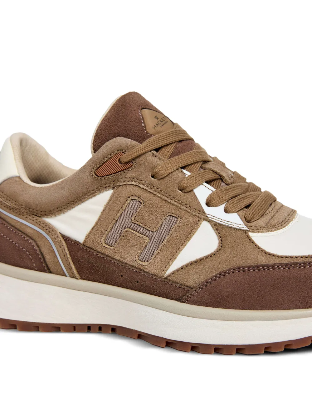 Hackett London Otto Run sneakers met monogrampatch Bruin