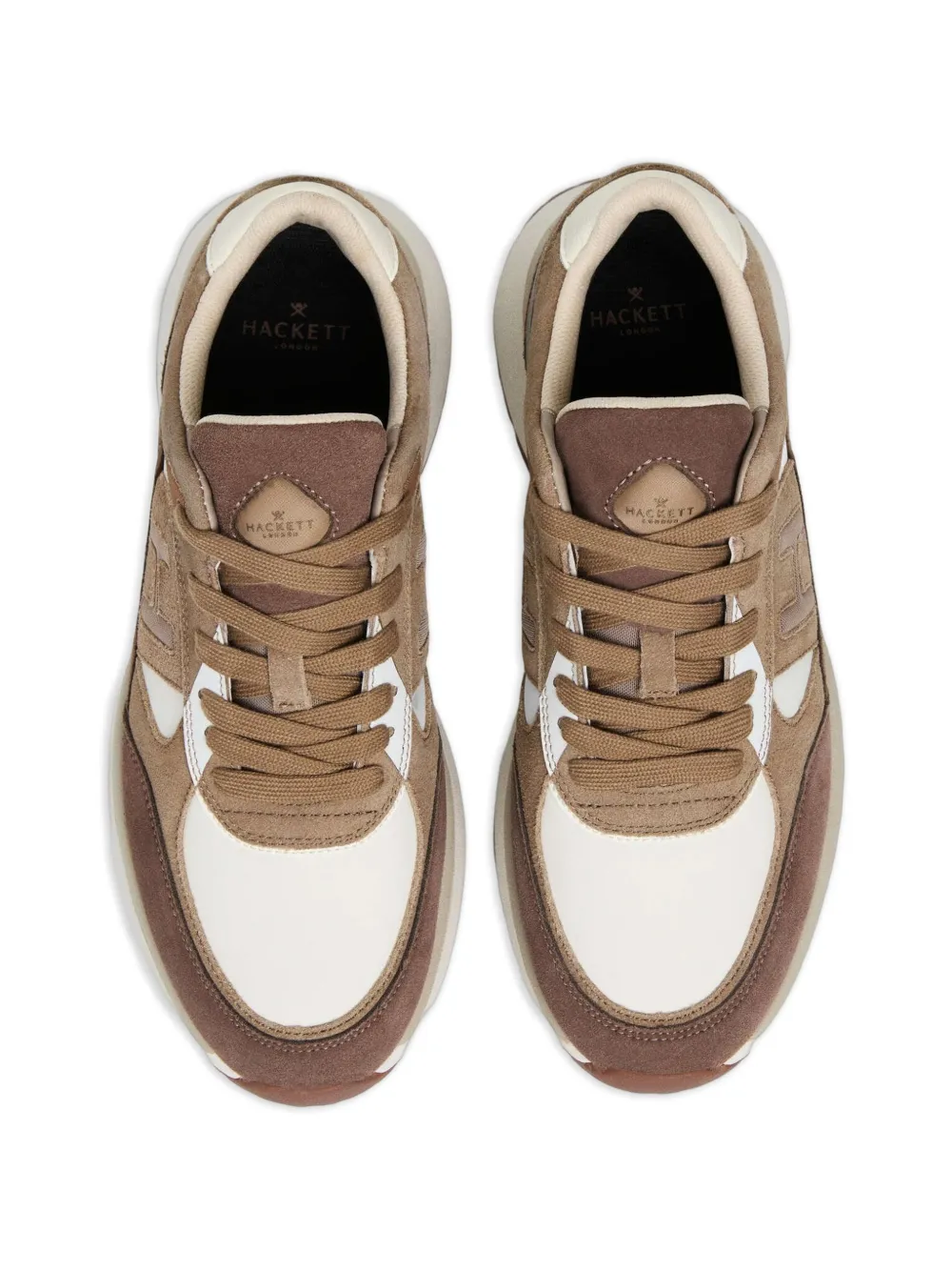 Hackett London Otto Run sneakers met monogrampatch Bruin