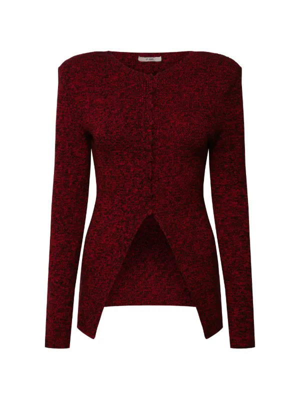 Et Ochs Marl-effect Cut-out Cardigan in Red