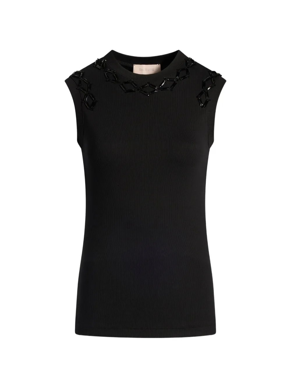Circus Hotel Sequin-embellished Ribbed Top In Black