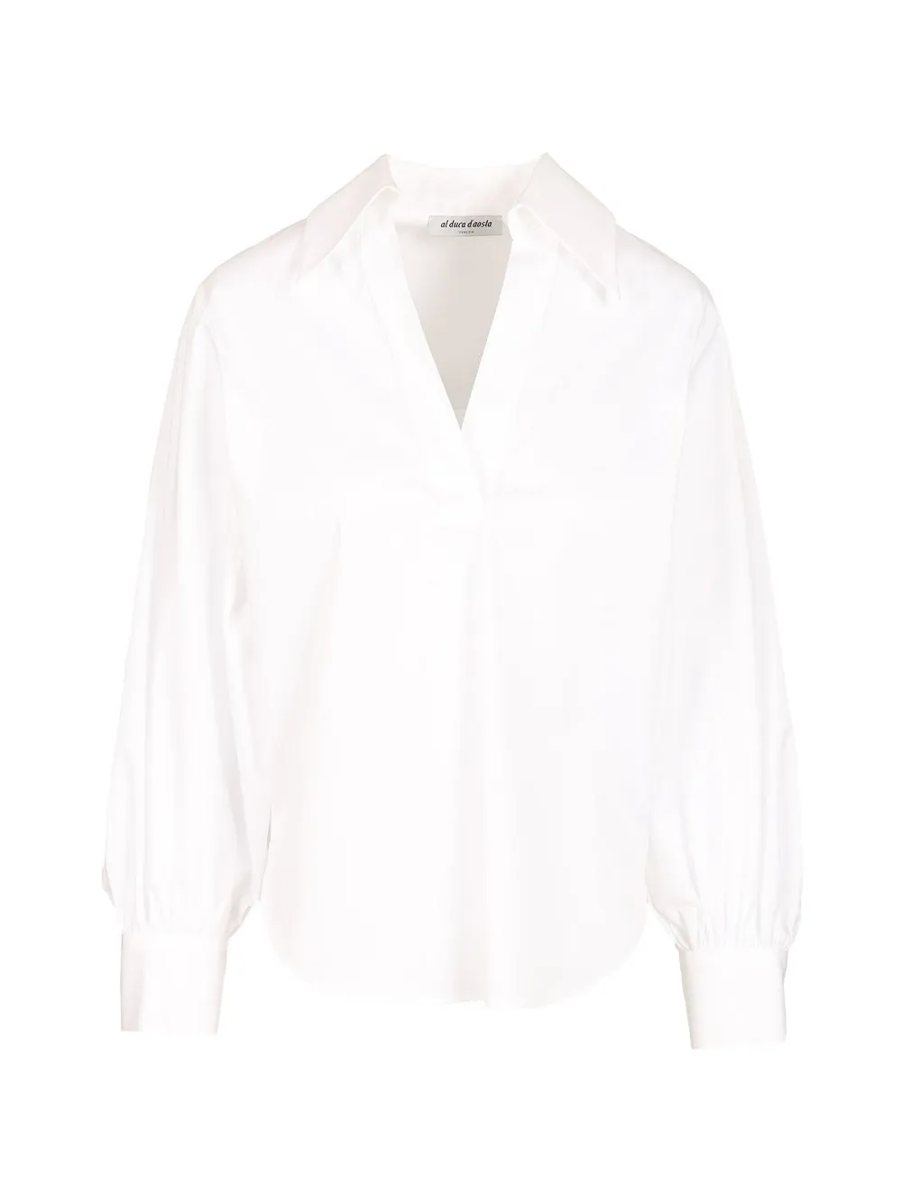Al Duca D’Aosta 1902 V-neck spread-collar cotton blouse - Bianco