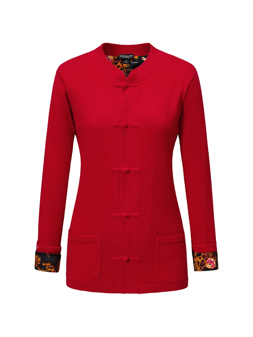 Shanghai Tang Tang-style frog-fastening cardigan - Rosso