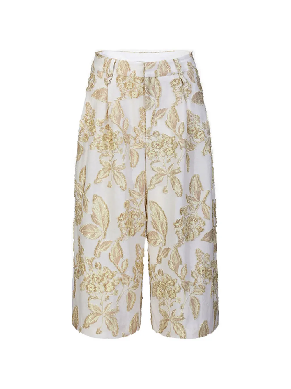 Shanghai Tang floral-jacquard cropped trousers - Bianco