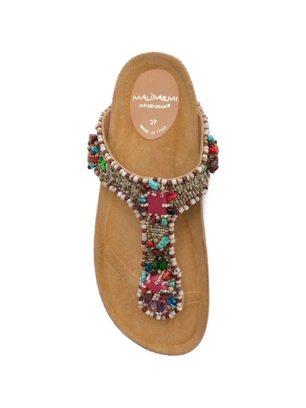 MALIPARMI Glamour Infrabijoux bead-embellished sandals Beige