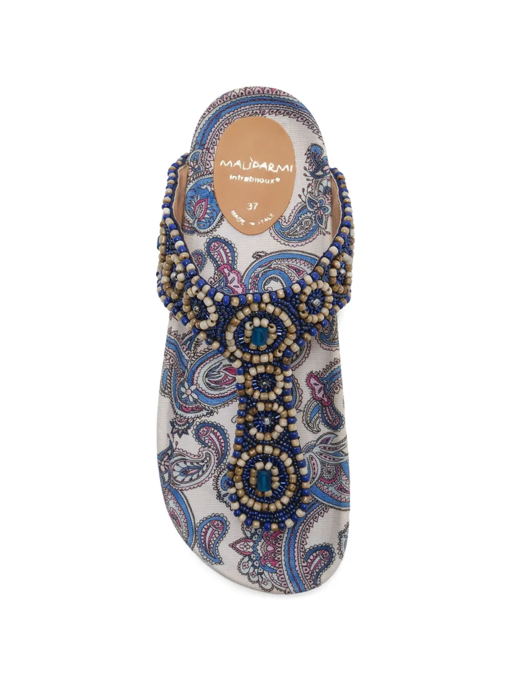 MALIPARMI Floral Spin Infrabijoux bead-embellished sandals Blauw