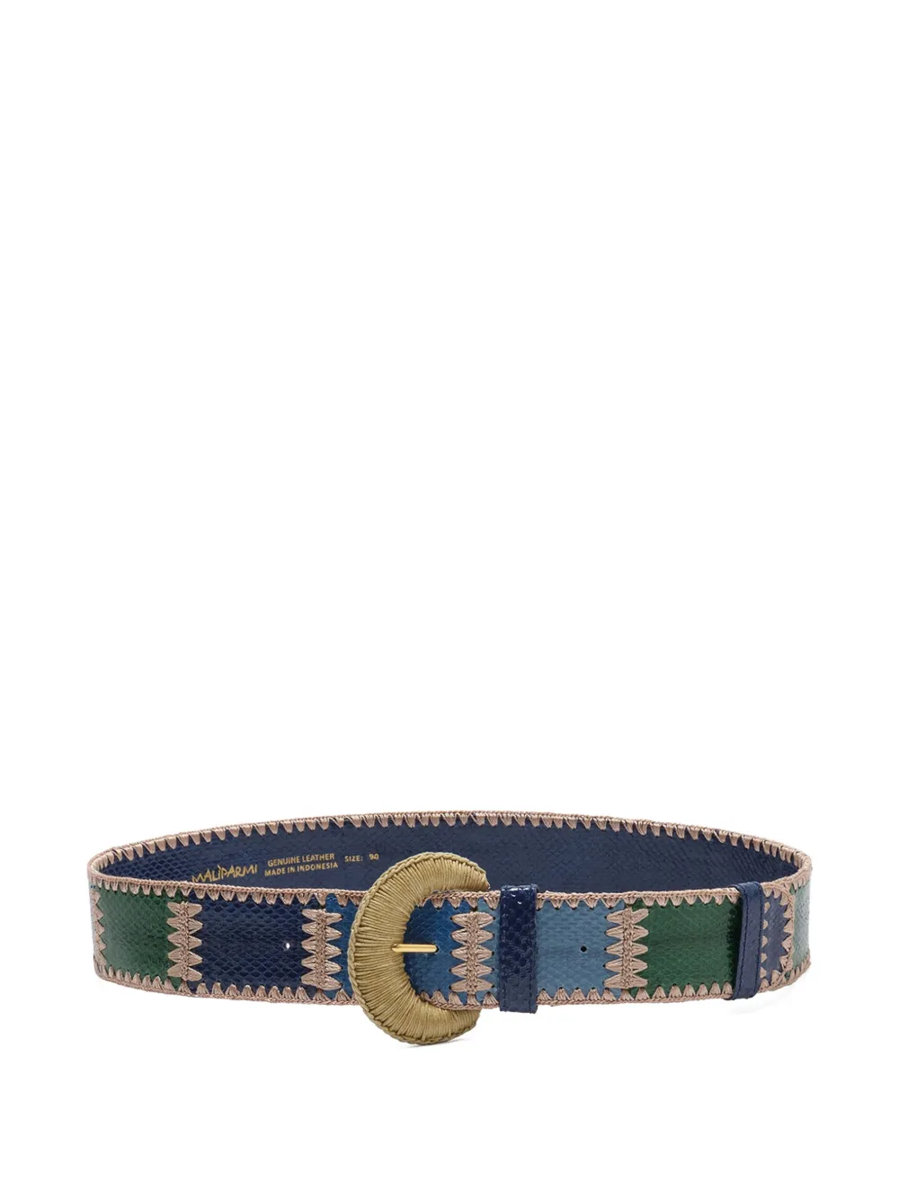 MALIPARMI patchwork snakeskin-effect belt - Blu