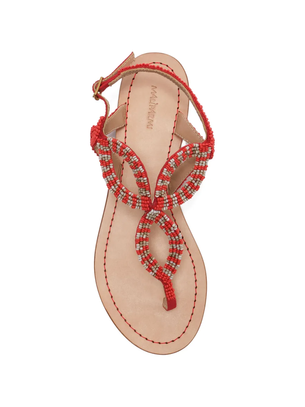 MALIPARMI Floral Spin Capri bead-embellished sandals Rood
