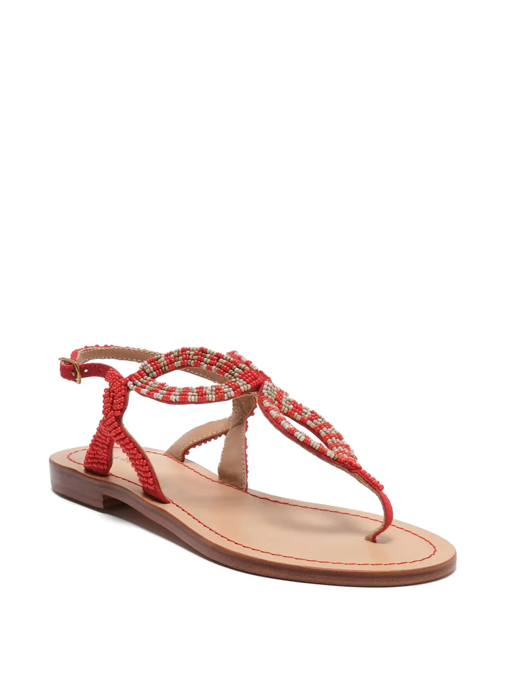 MALIPARMI Floral Spin Capri bead-embellished sandals Rood