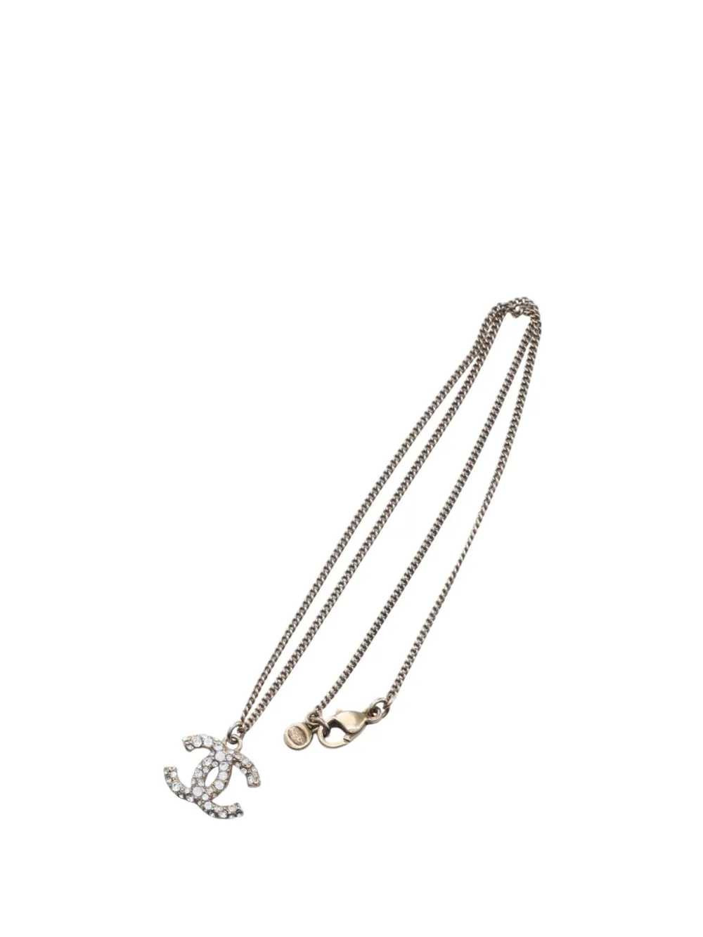 CHANEL Pre-Owned 2009 CC Gold Plated Strass Pendant Necklace costume necklace