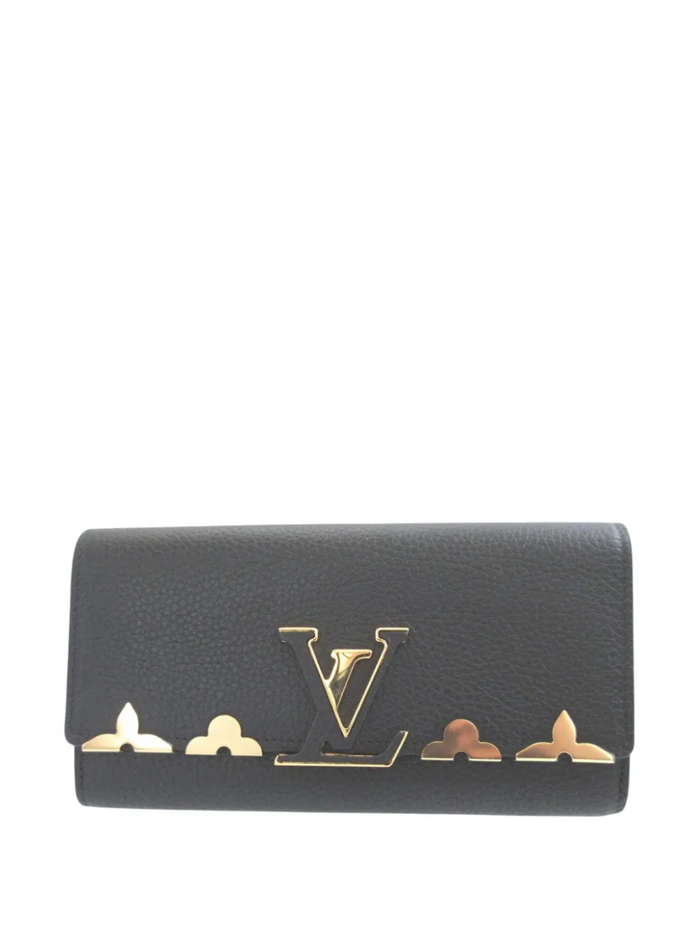 Louis Vuitton Pre-Owned 2017 Taurillon Capucines Flower Wallet long wallets - Black