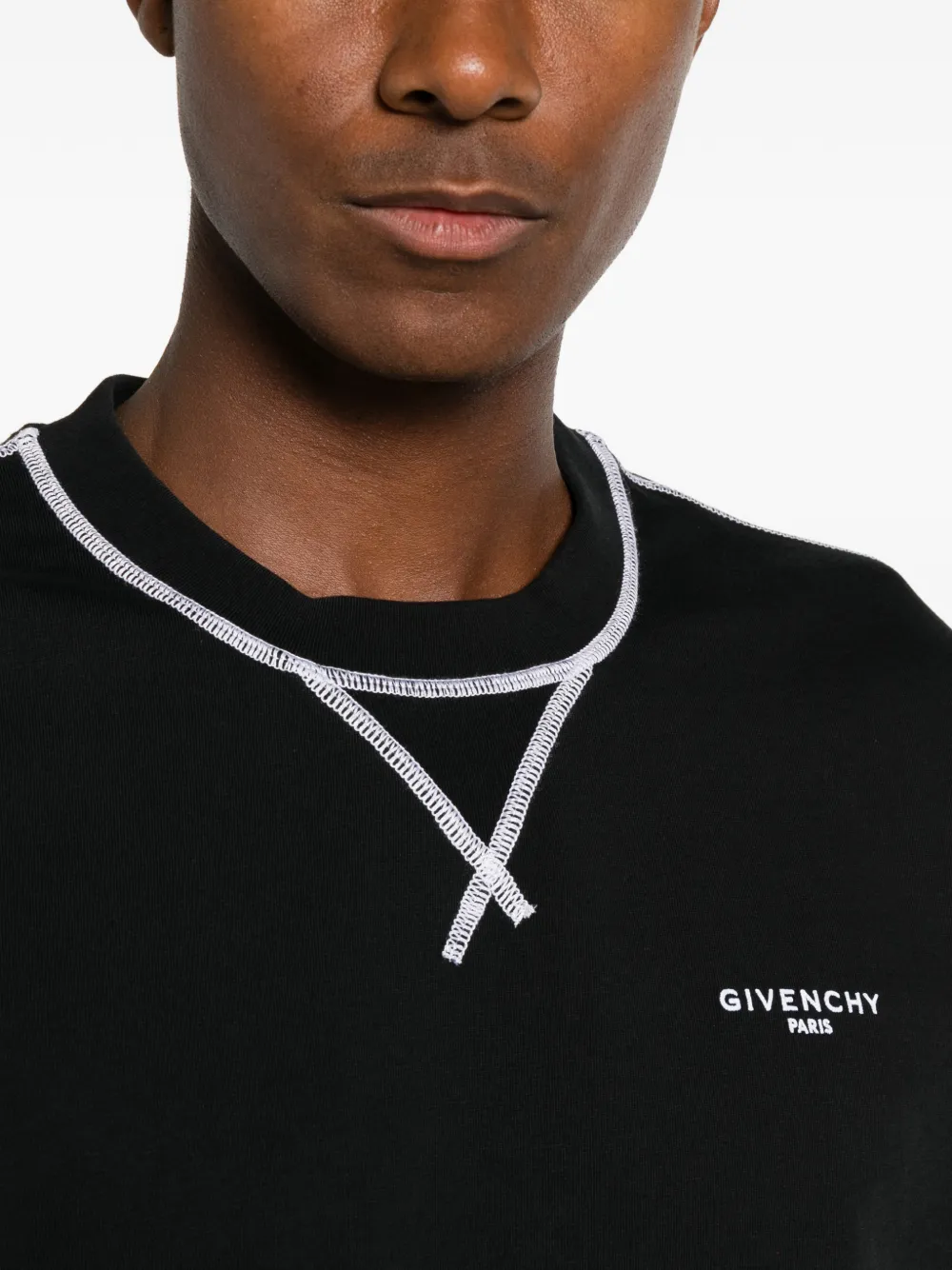 Givenchy Couture Seam katoenen T-shirt met -borduurwerk Zwart