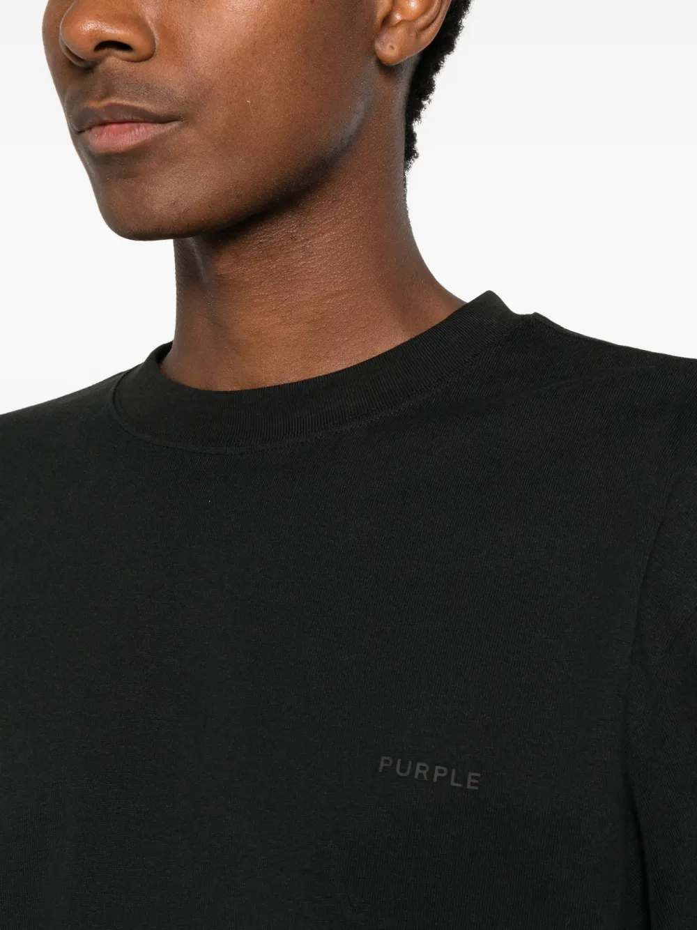 Purple Brand T-shirt met logoprint met ronde hals Zwart