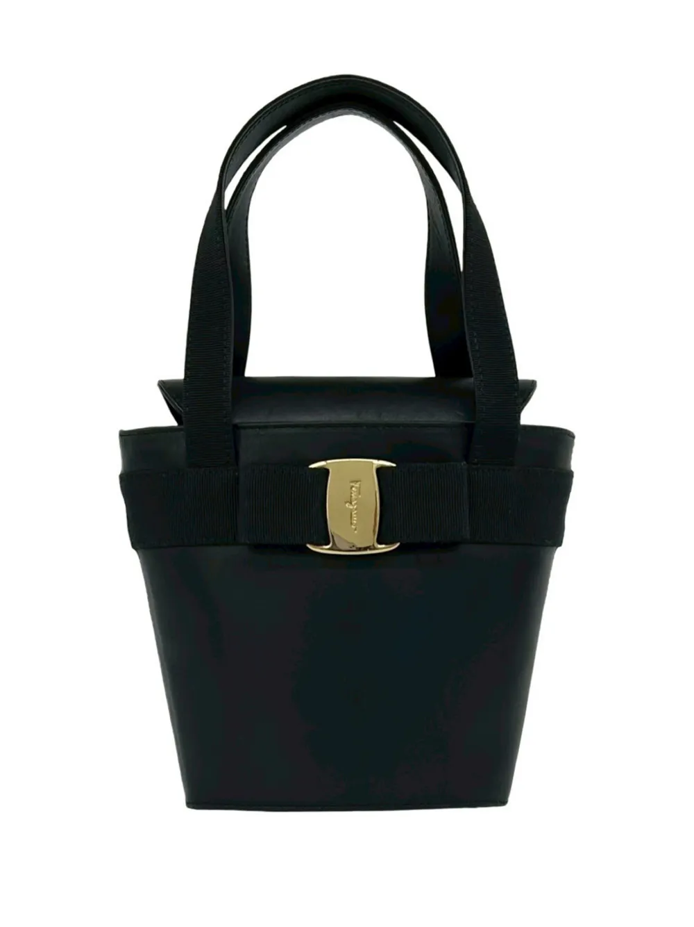 Ferragamo Pre-Owned 2010-2026 Leather Vara Bow Top Handle bucket bag - Marrone