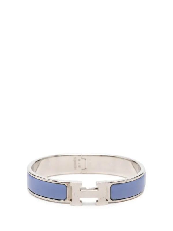 Hermès Pre-owned 20th Century Narrow Enamel Clic H Bracelet PM Costume Bracelet in Blue
