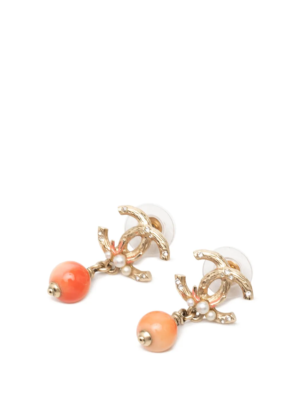 CHANEL Pre-Owned 2012 CC Gold Plated Faux Pearl Strass and Resin Drop Earrings costume earrings - Oro