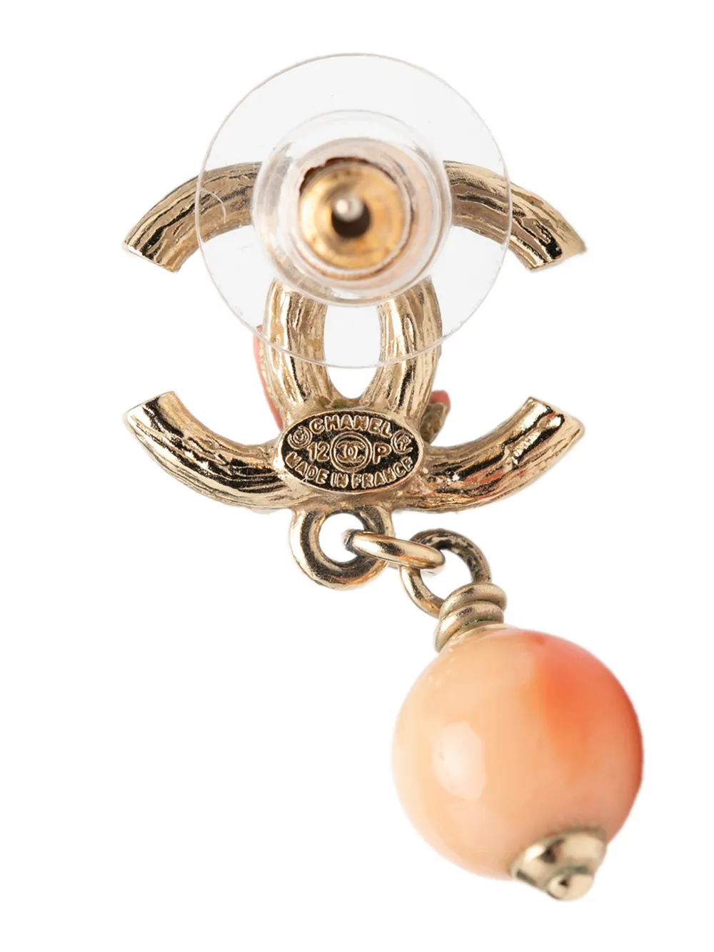  Chanel Pre-owned Boucles D'oreilles Pendantes Fantaisie En Plaqué Or à Perle Artificielle Et Logo Cc (2012) 