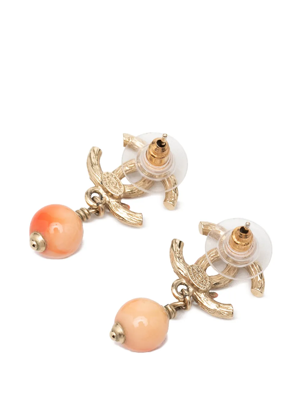  Chanel Pre-owned Boucles D'oreilles Pendantes Fantaisie En Plaqué Or à Perle Artificielle Et Logo Cc (2012) 