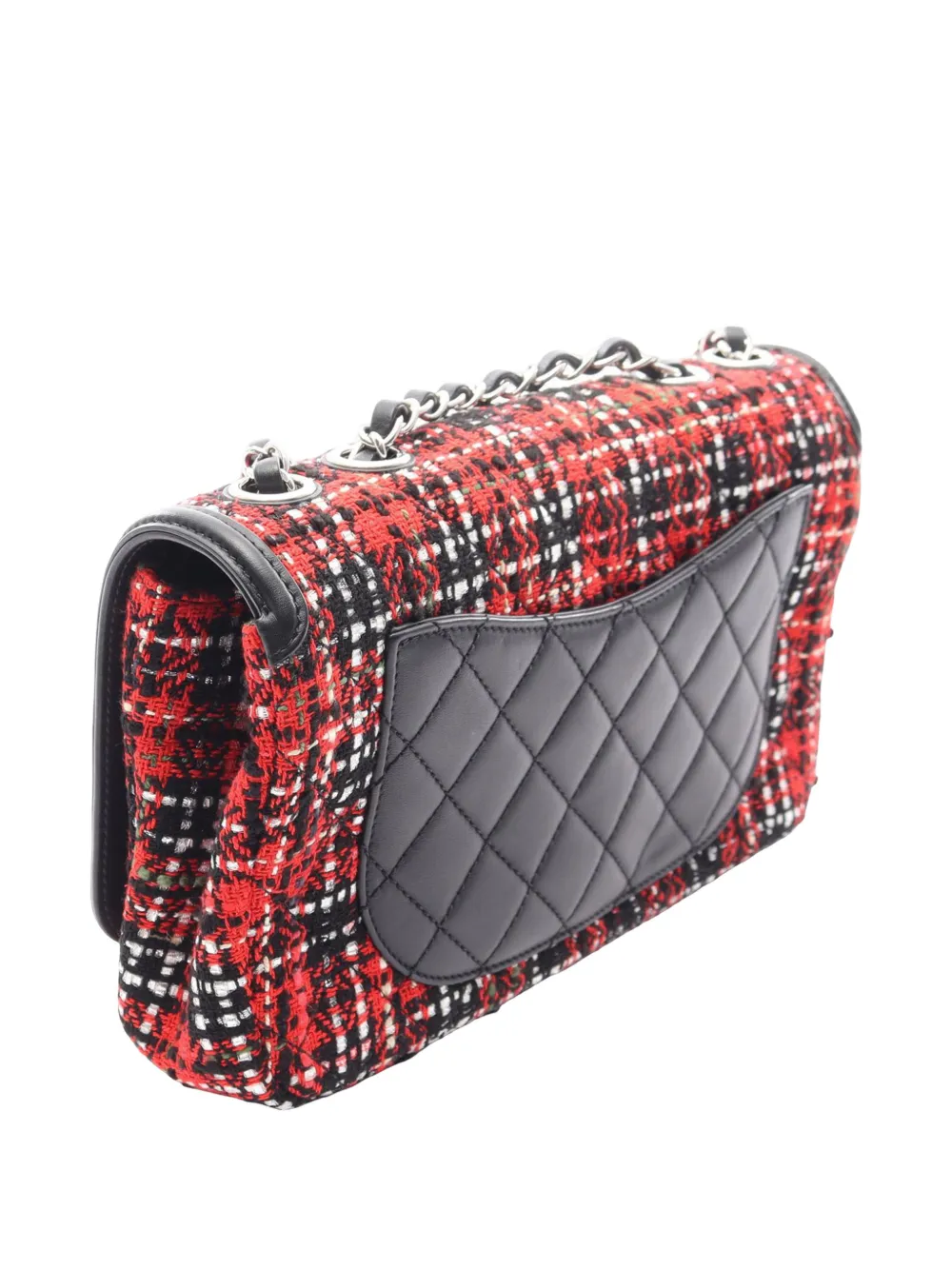 Chanel Pre-owned 2020 Medium Tweed CC Filigree Flap Shoulder Bag in Red, view 3
