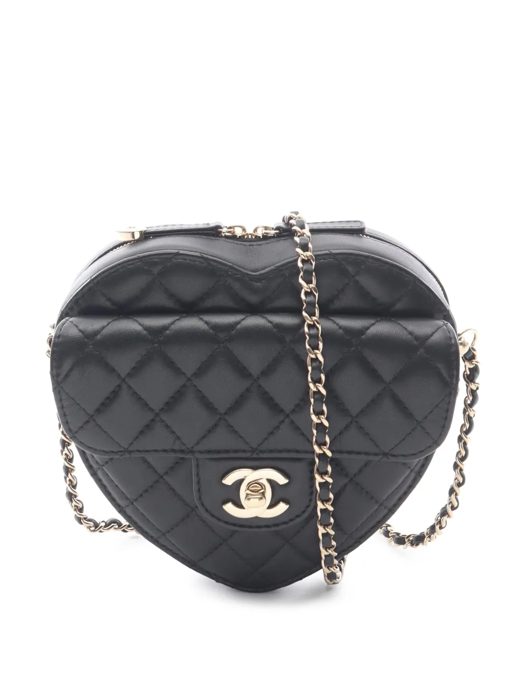 CHANEL Pre-Owned 2021-2026 Lambskin CC in Love Heart crossbody bag - Schwarz