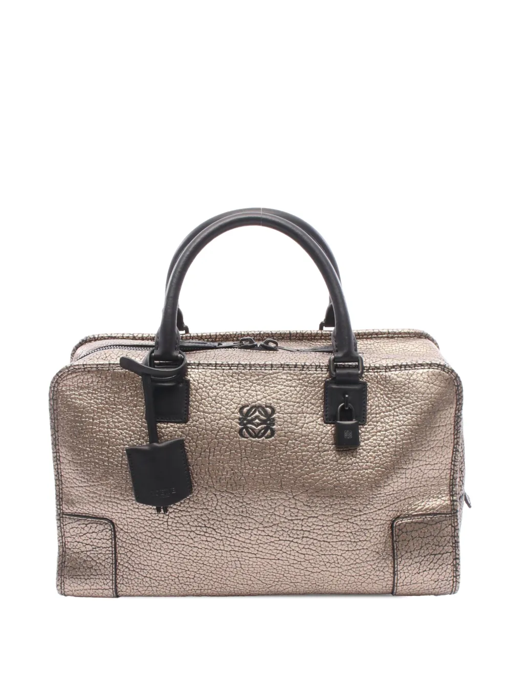 Loewe Pre-Owned 2010-2026 Cracked Metallic Leather Amazona 36 handbag - Gold