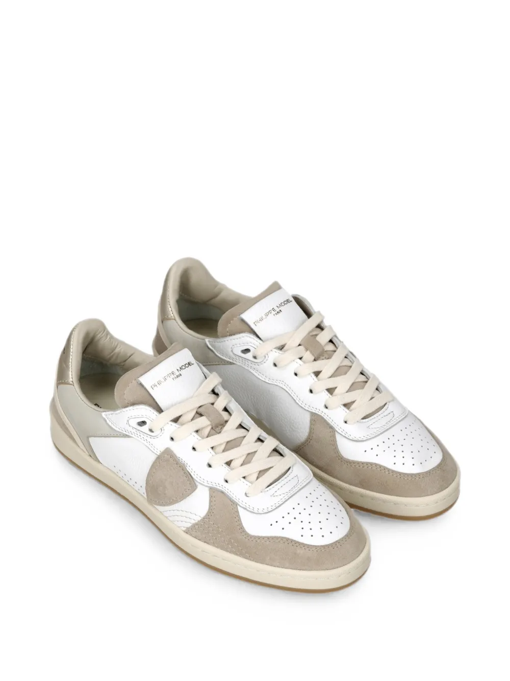 Philippe Model Paris logo-patch panelled sneakers Beige
