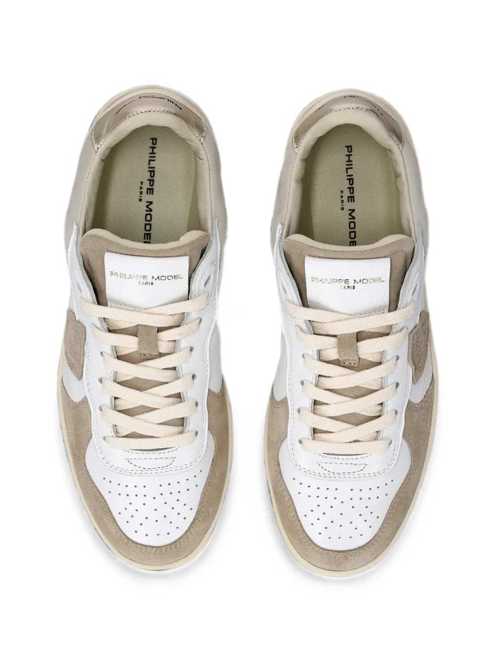 Philippe Model Paris logo-patch panelled sneakers Beige