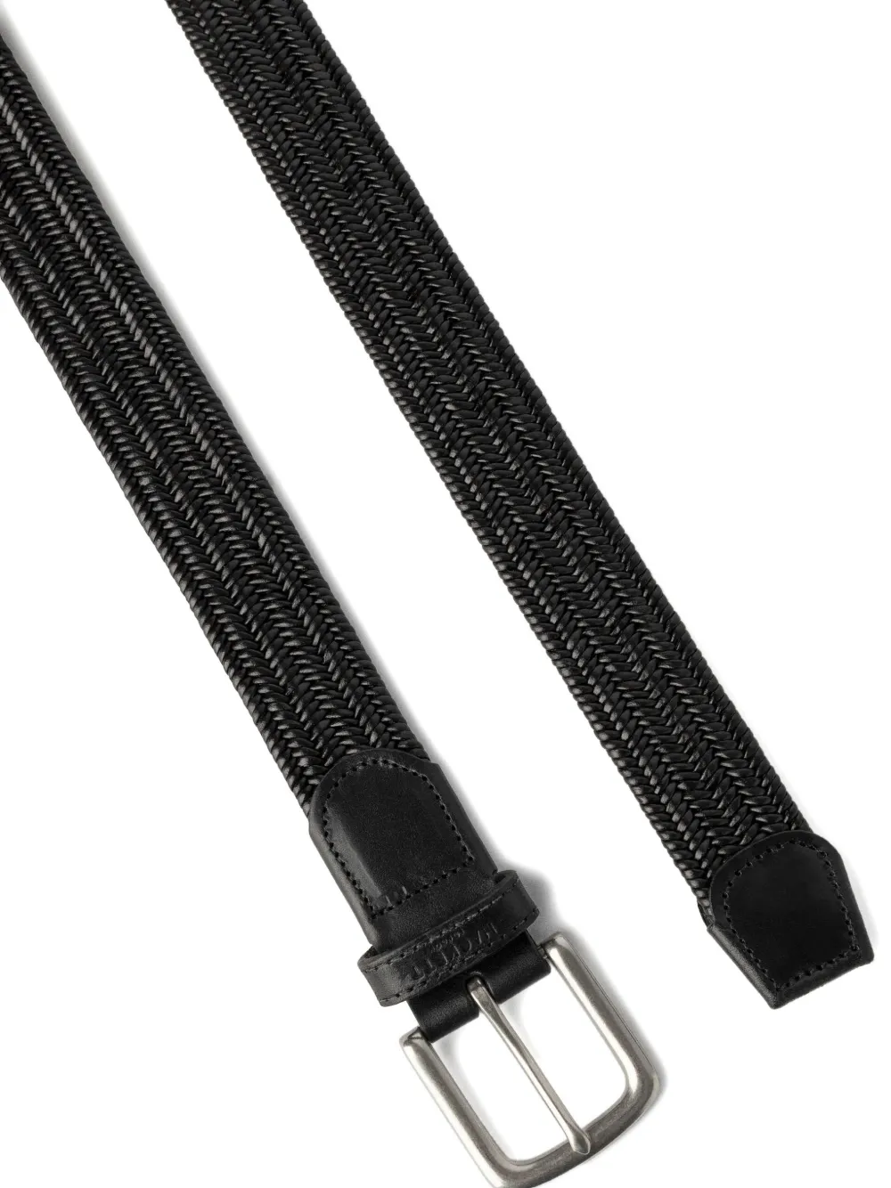 Hackett Braided Leather Belt In Black