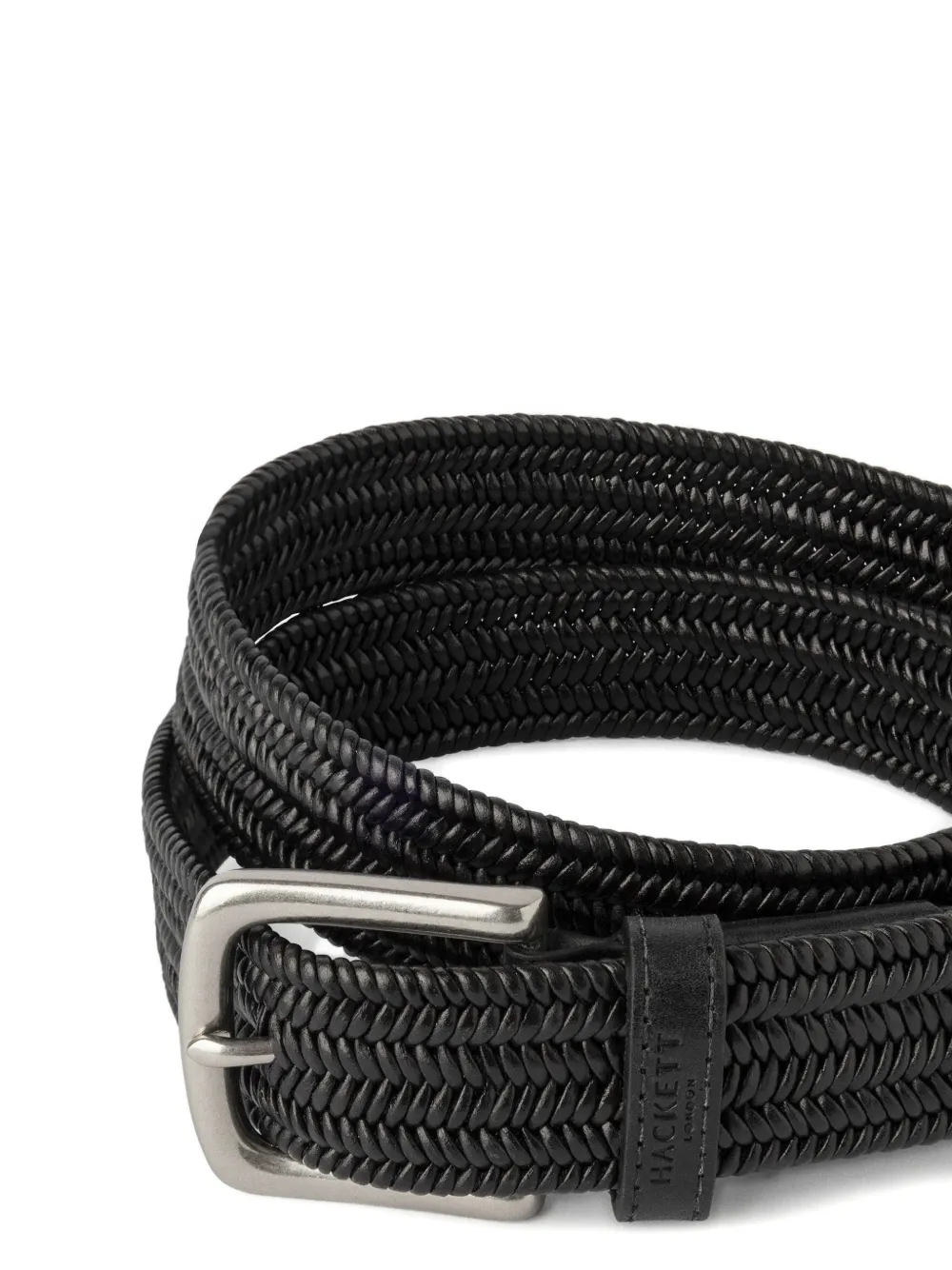 Hackett Braided Leather Belt In Black