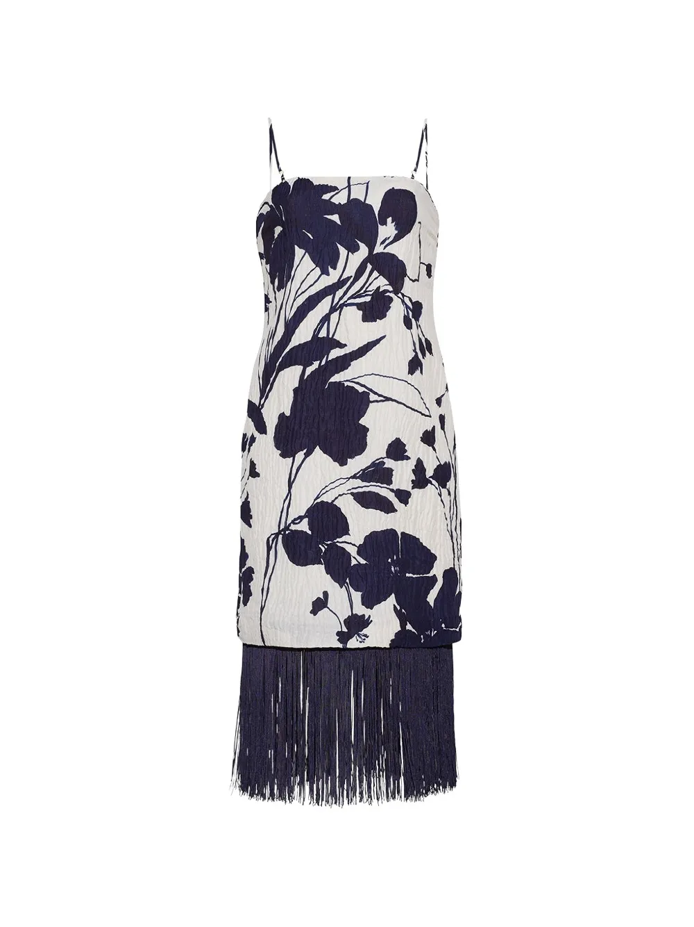 Cara Cara Rita floral-print fringe-trim midi dress - White