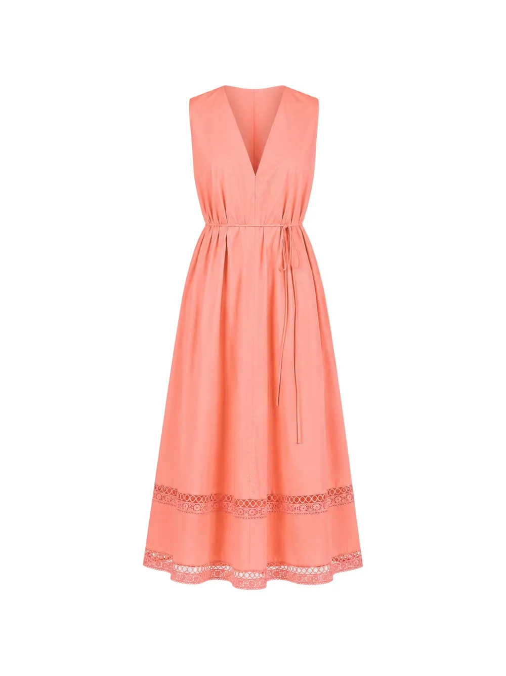 TWINSET crochet-trim sleeveless midi dress - Arancione