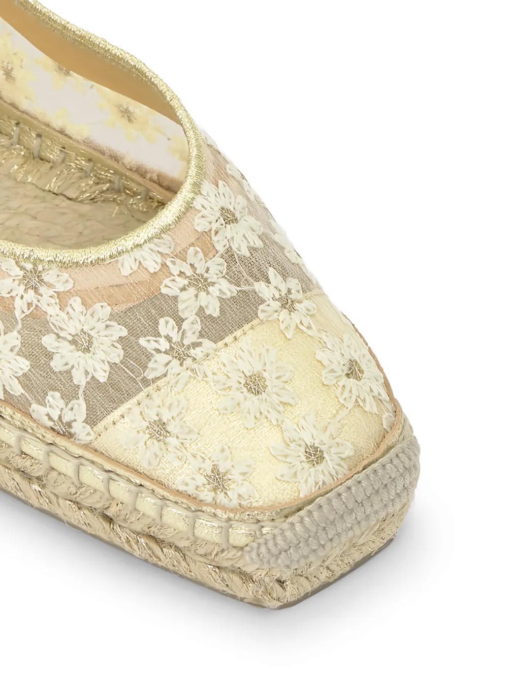 Castañer Platte espadrilles met geborduurde bloemen Beige