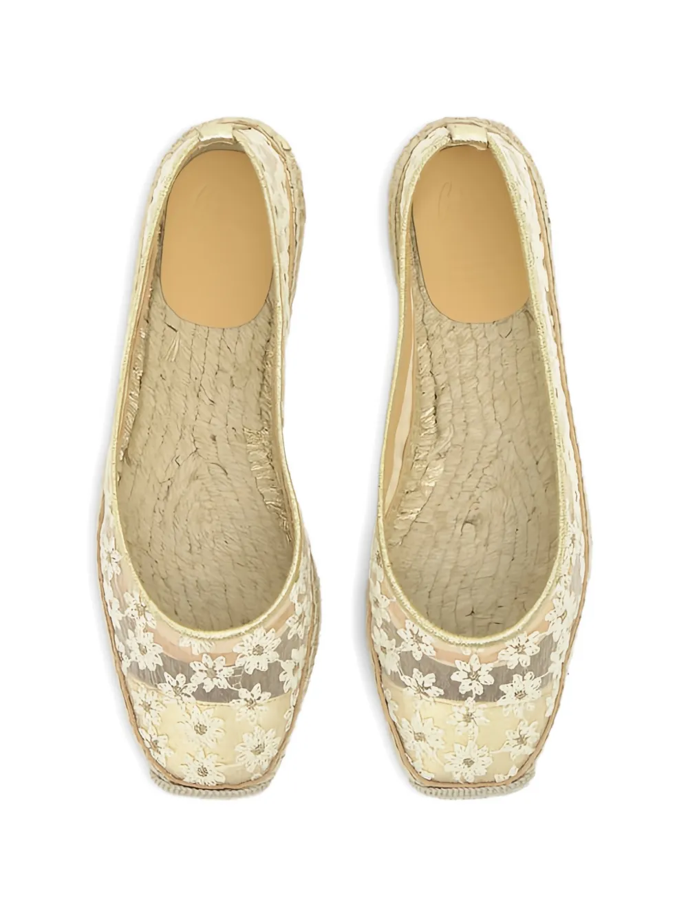 Castañer Platte espadrilles met geborduurde bloemen Beige