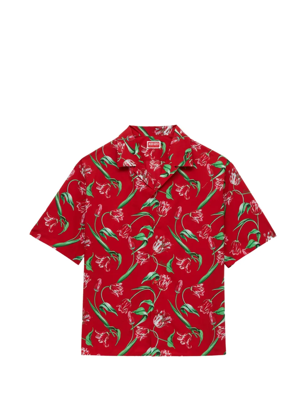 Kenzo Kenzo Tulip-print short-sleeve shirt - Rosso